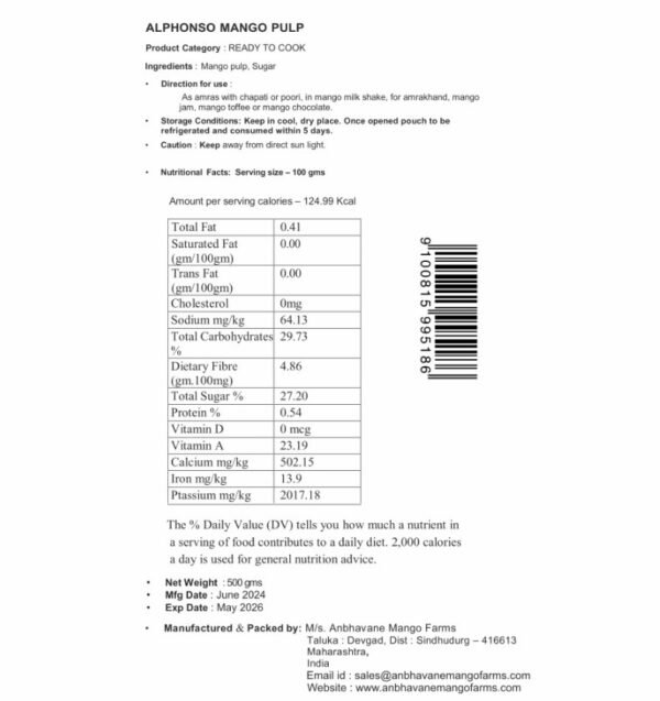 Alphonso Mango Pulp Product details English